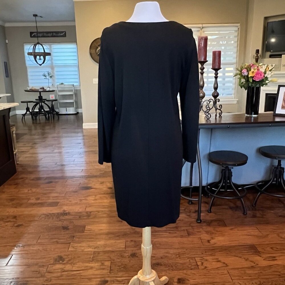 Venus Black Dress Women's Size XL X-Large White Long Sleeves Classic LBD - Picture 3 of 14